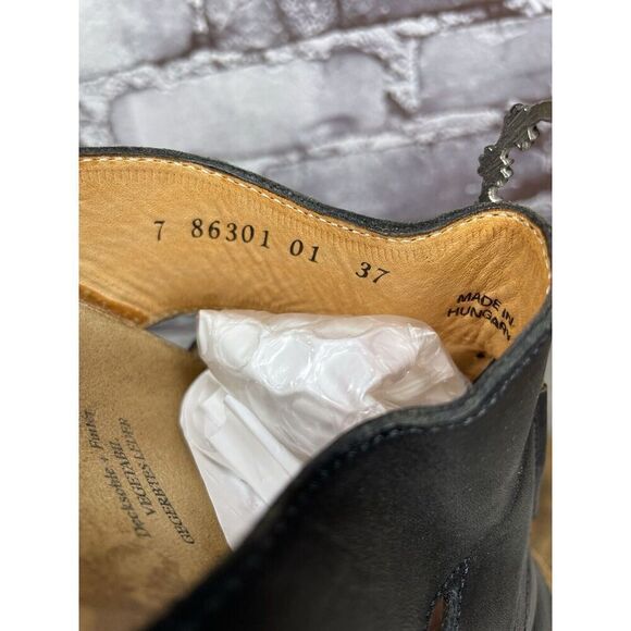 Think! Black Leather Cork Sun Moon Silver Wedge Sandals Women Sz 37EU/6.5M US - Picture 12 of 16